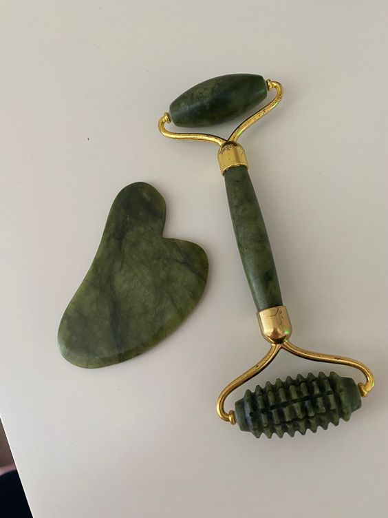 Gua sha 100% puro  de jade de 2 piezas