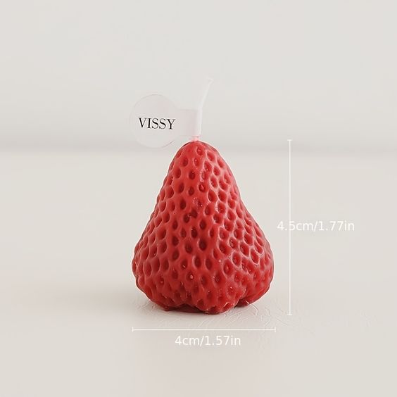 Vela con forma de fresa 2 piezas (grande )4X4.5cm